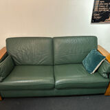 Leather canapé in Art Deco style designed by Jacques Leleu.