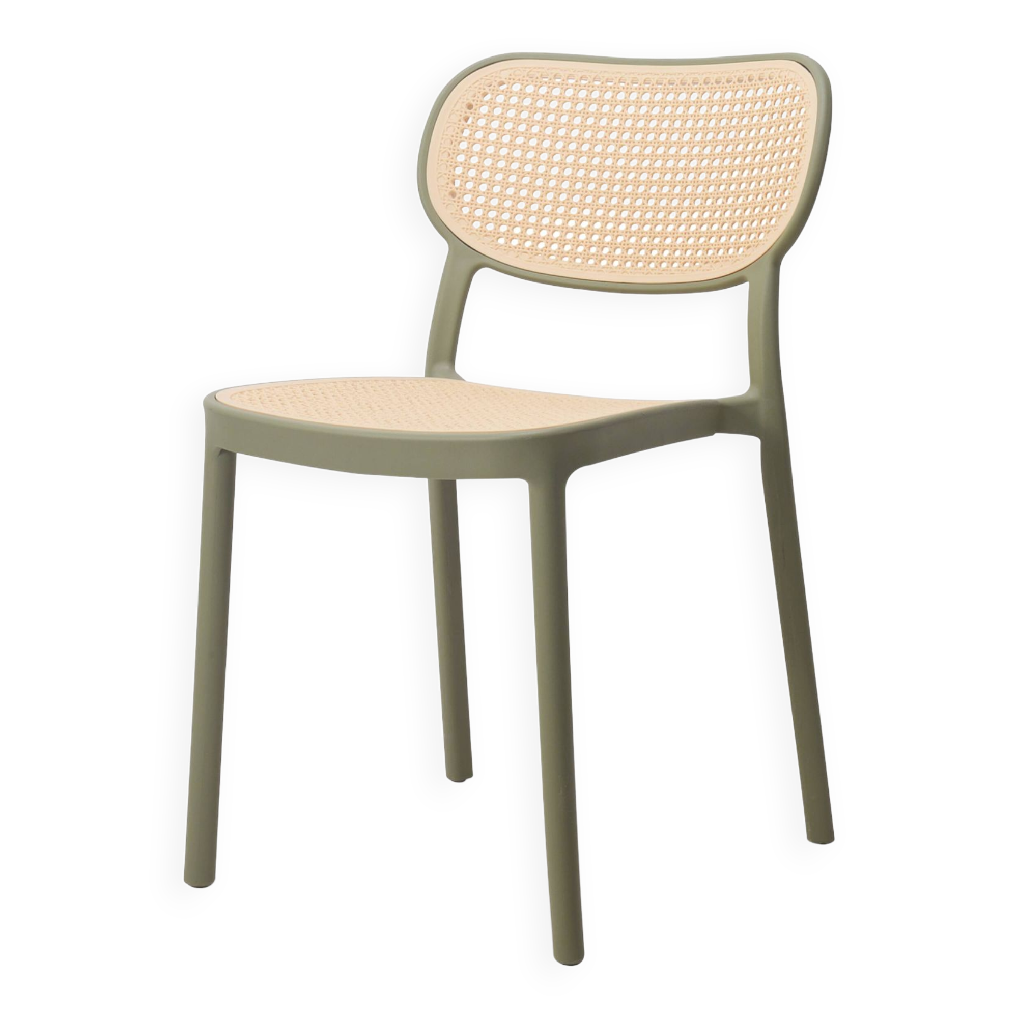 Colorful green chair with retro cane look