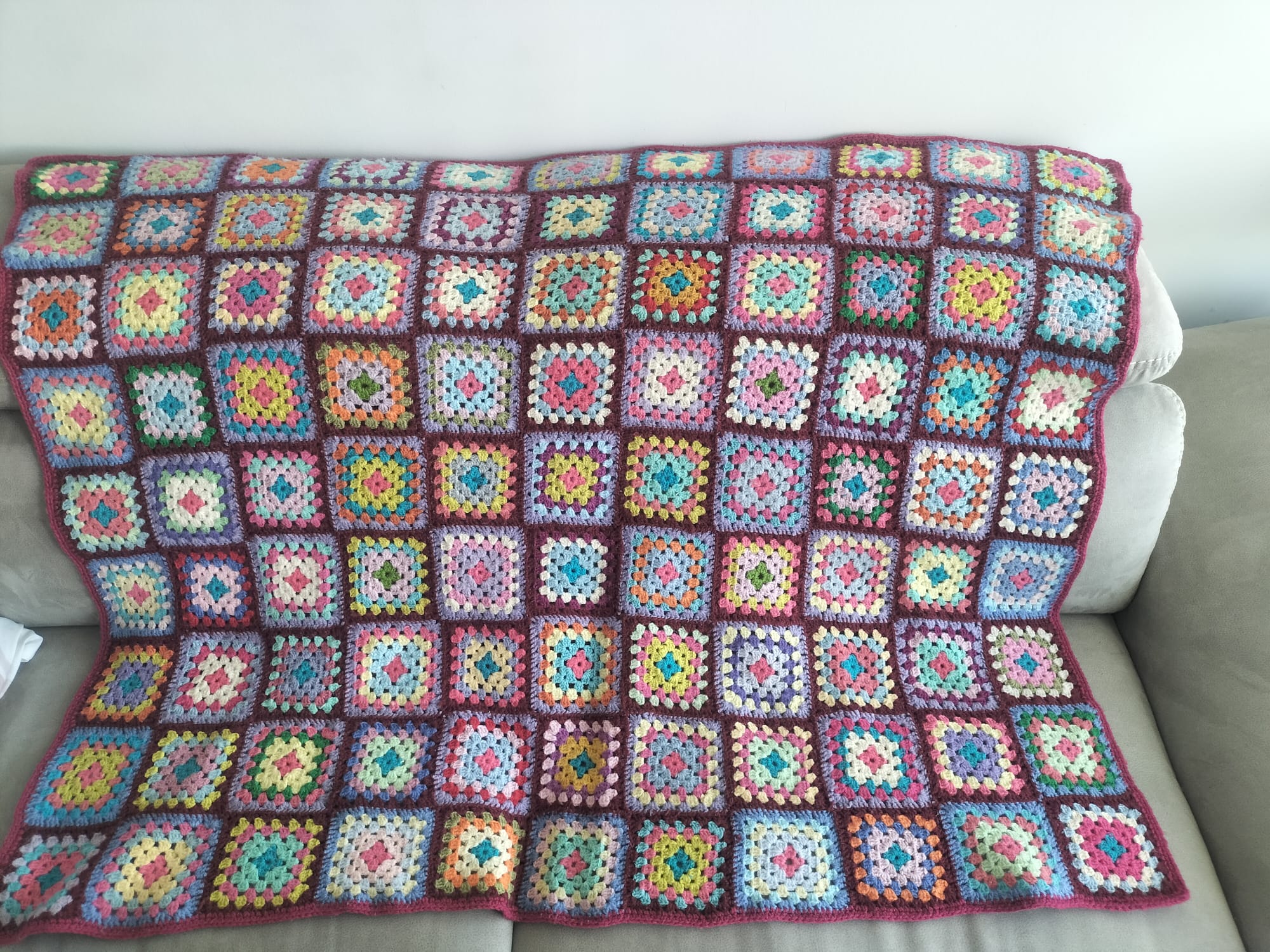 Plaid vintage crochet granny square multicoloured