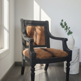 Character armchair in black wood and animal skin #CHMR