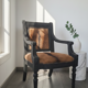 Fauteuil de caractère en bois noir et peau de bête #CHMR