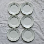 6 monogrammed dessert plates Limoges porcelain