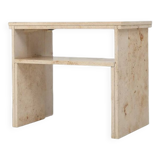 Minimalistic designed French console with shelve in travertine, 1980