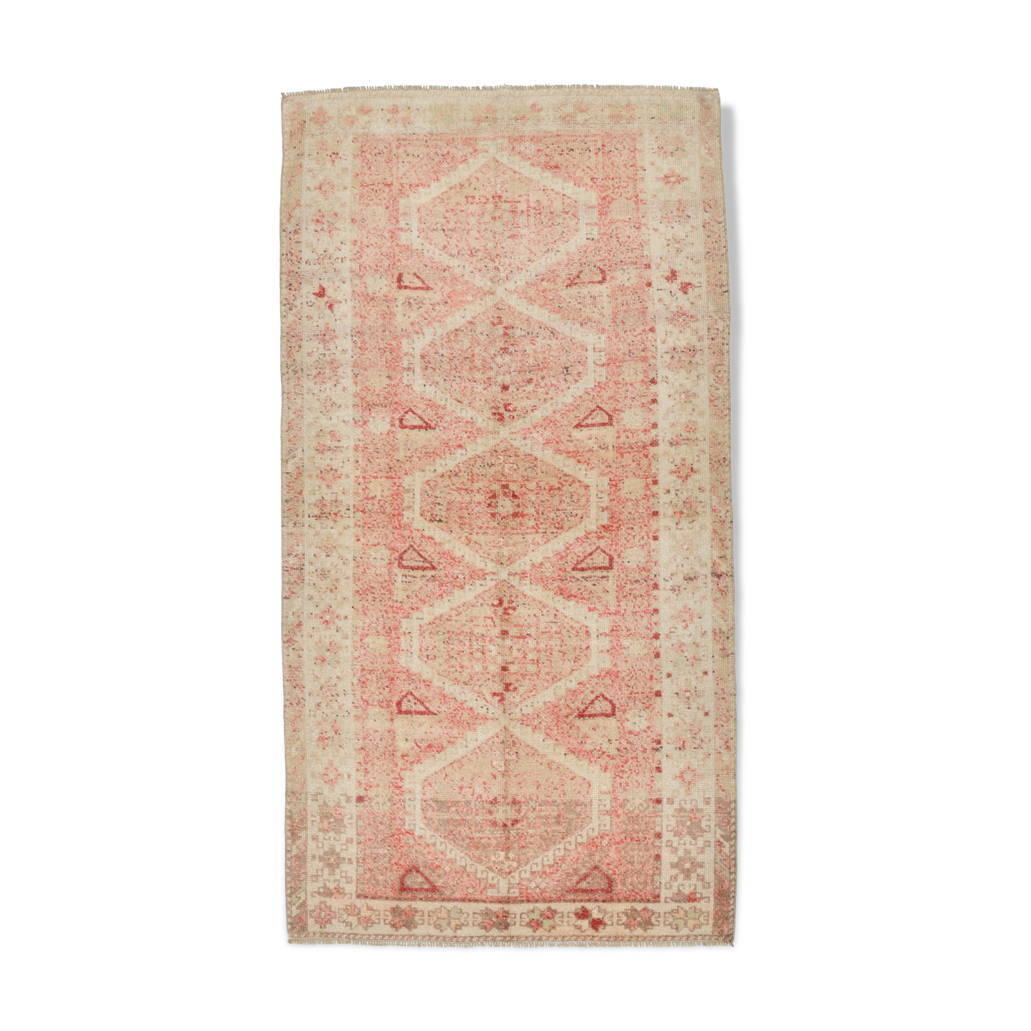 Geometric handmade oushak rug 226x121cm