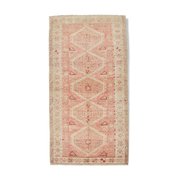 Geometric handmade oushak rug 226x121cm