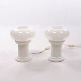 Vintage Set of 2 Opaline glass lamps, 1960 Germany.