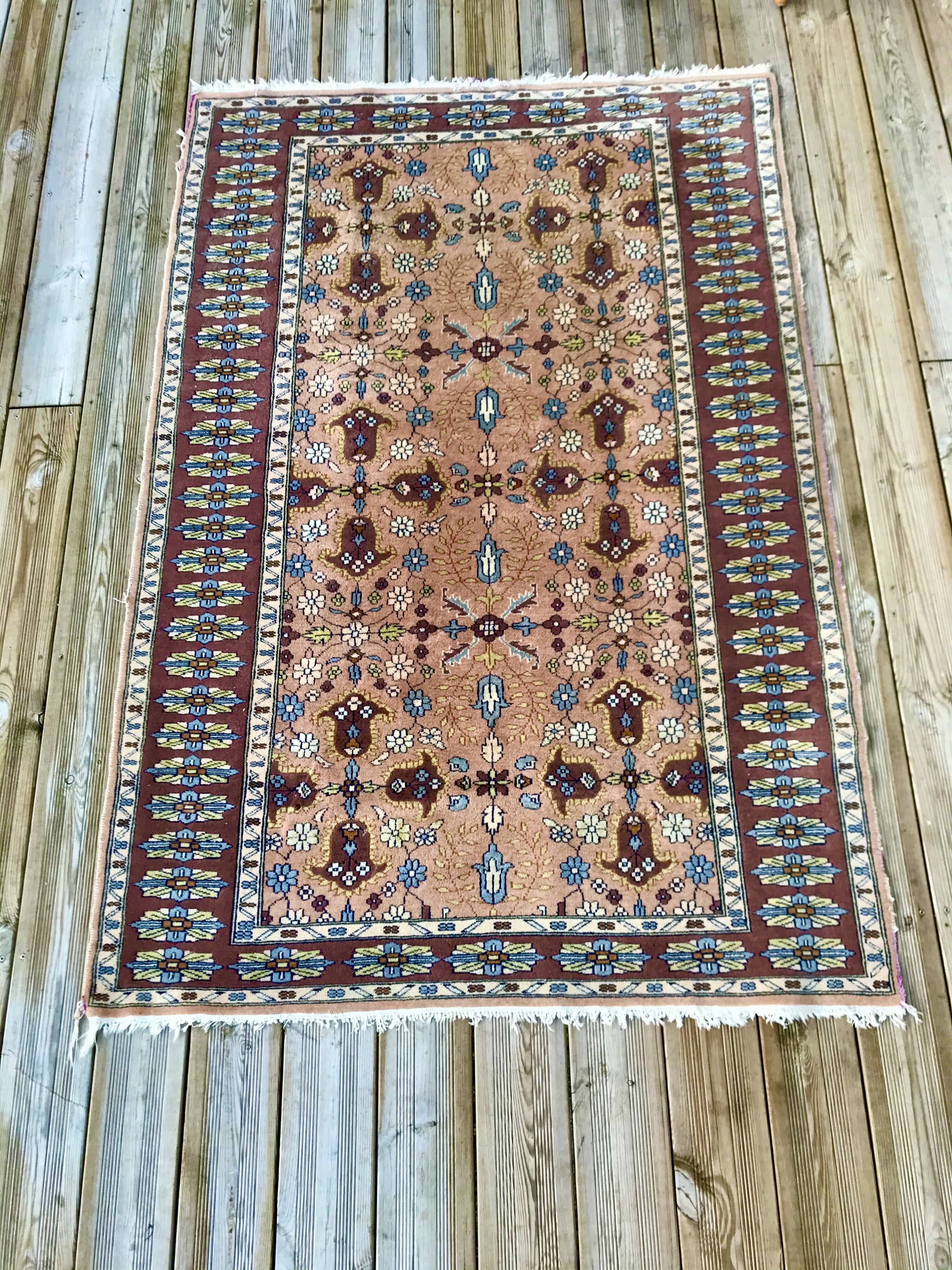 Tapis ancien noué main 185x123cm