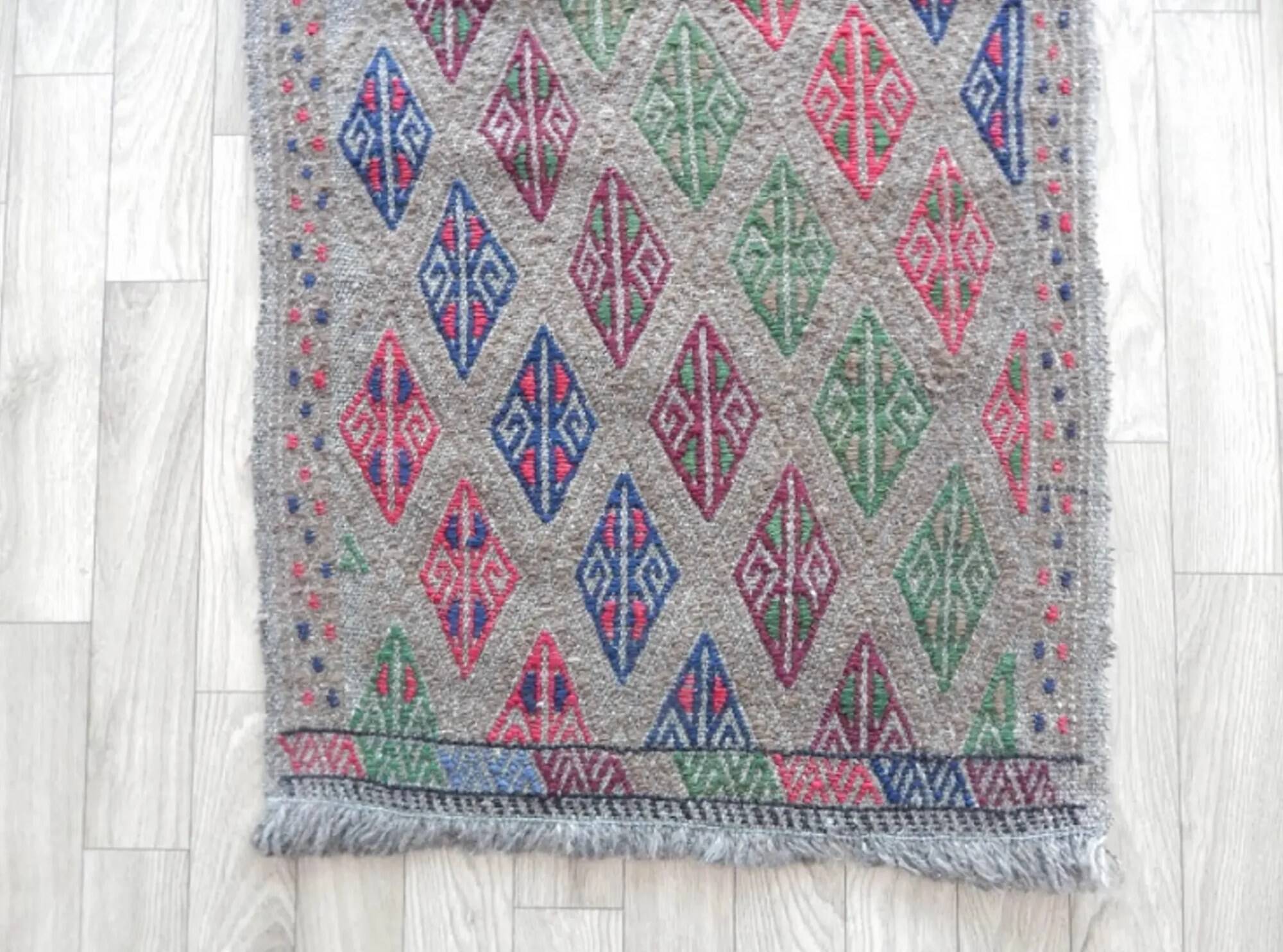 Tapis Kilim turc vintage tissé main