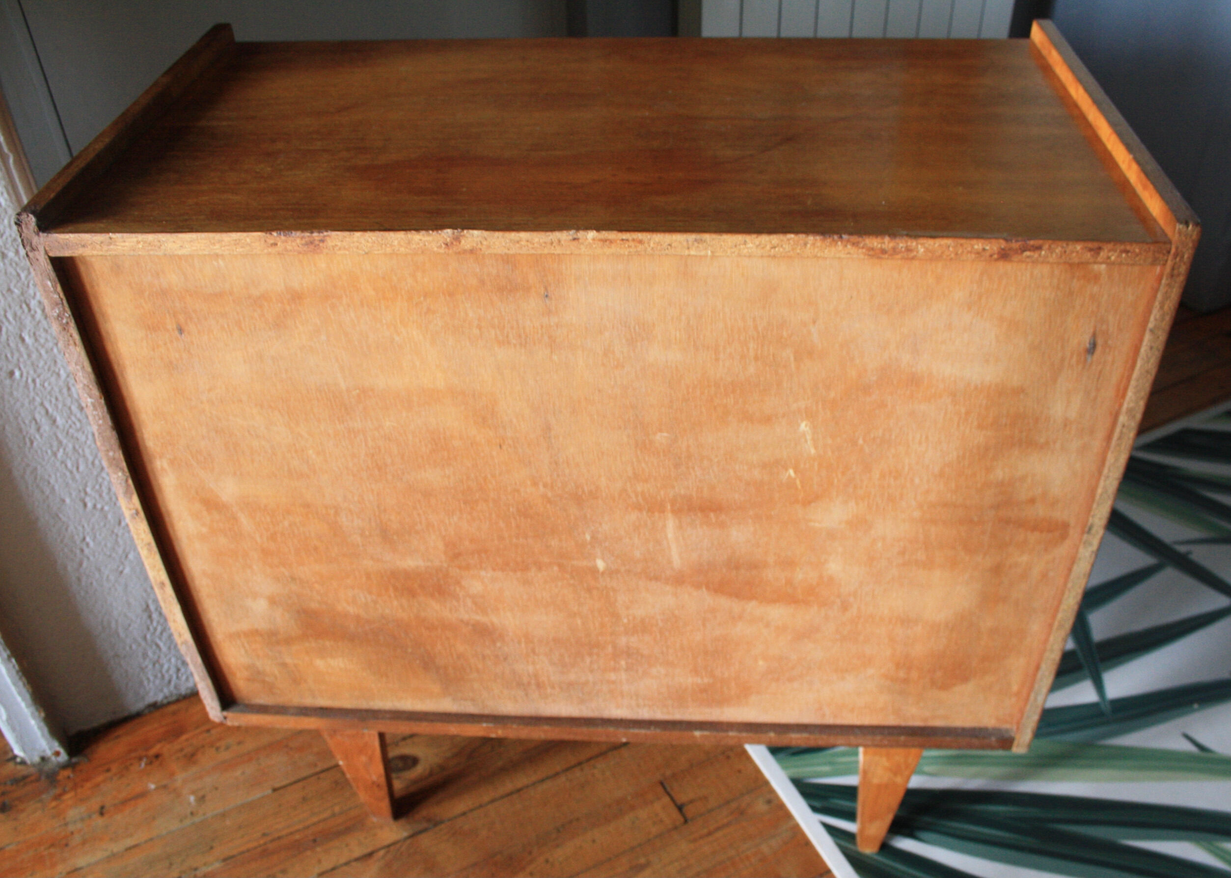 Vintage rattan wood chest of drawers
