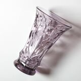 Art Mid-century Glass Smokey Purple Cut Glass Vase / Eda Glasbruk / Sweden