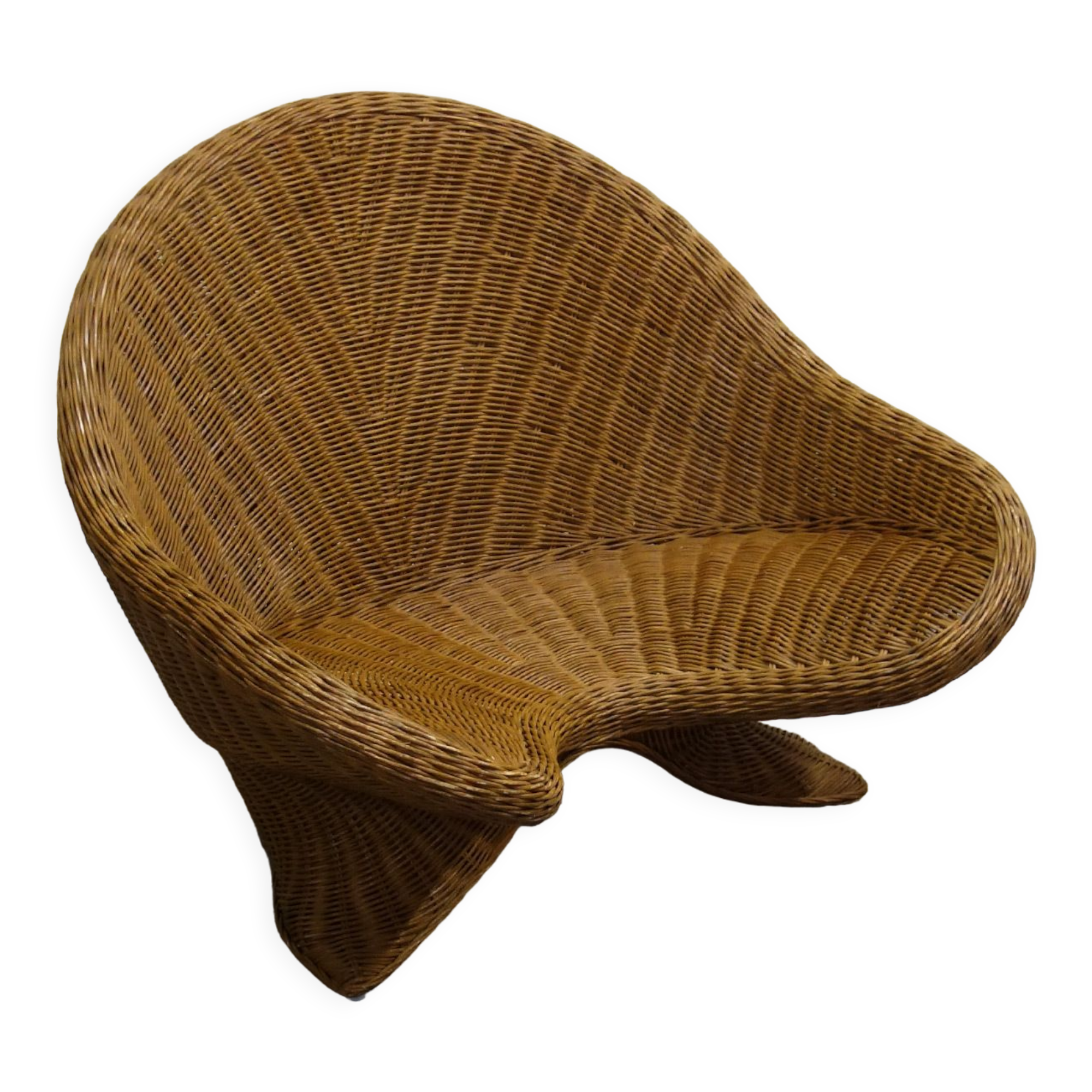 Meditation lotus armchair rattan braided 70s