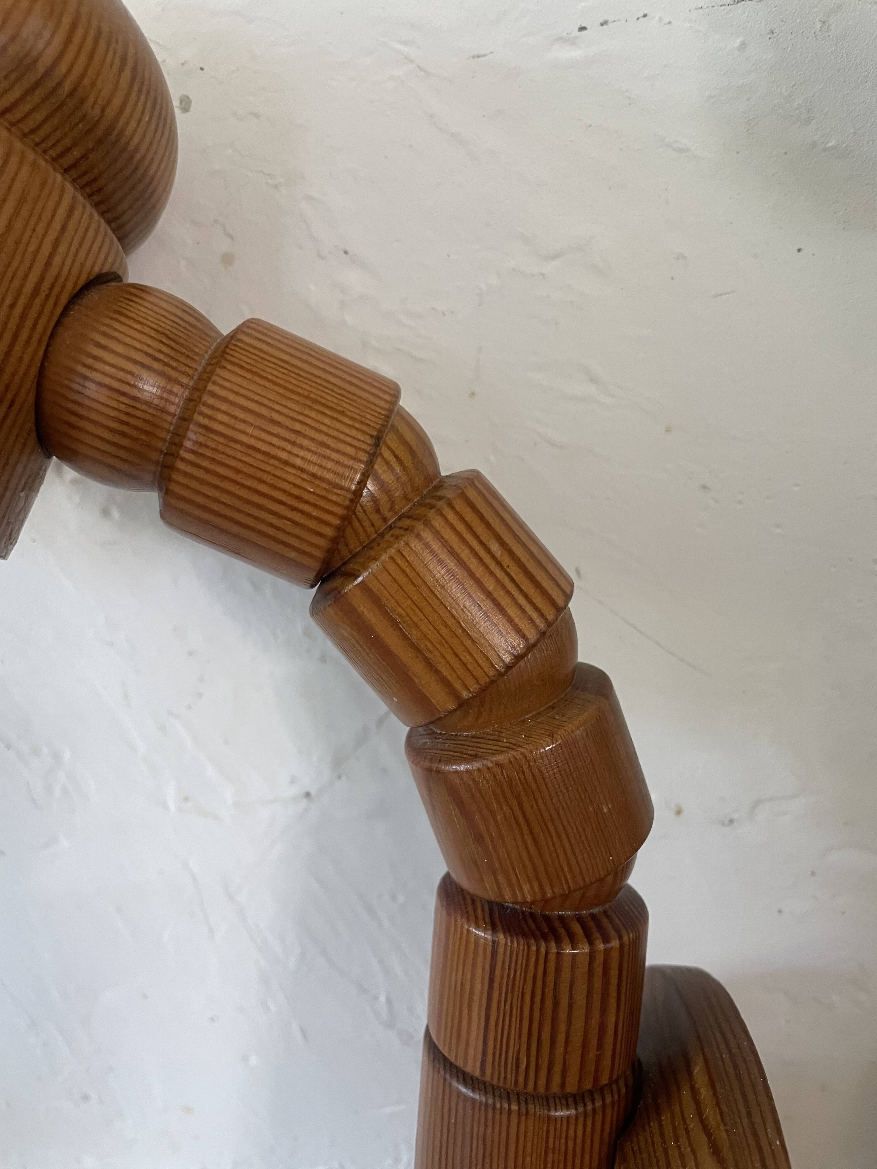 Pair of articulated Scandinavian wall lights SOLBACKEN in vintage wood