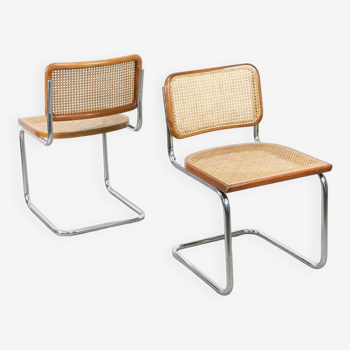 Vintage Brown B32 Cesca chair by Marcel Breuer, set of 2