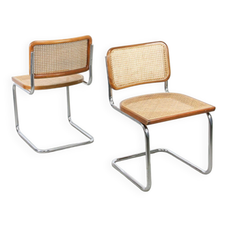 Vintage Brown B32 Cesca chair by Marcel Breuer, set of 2