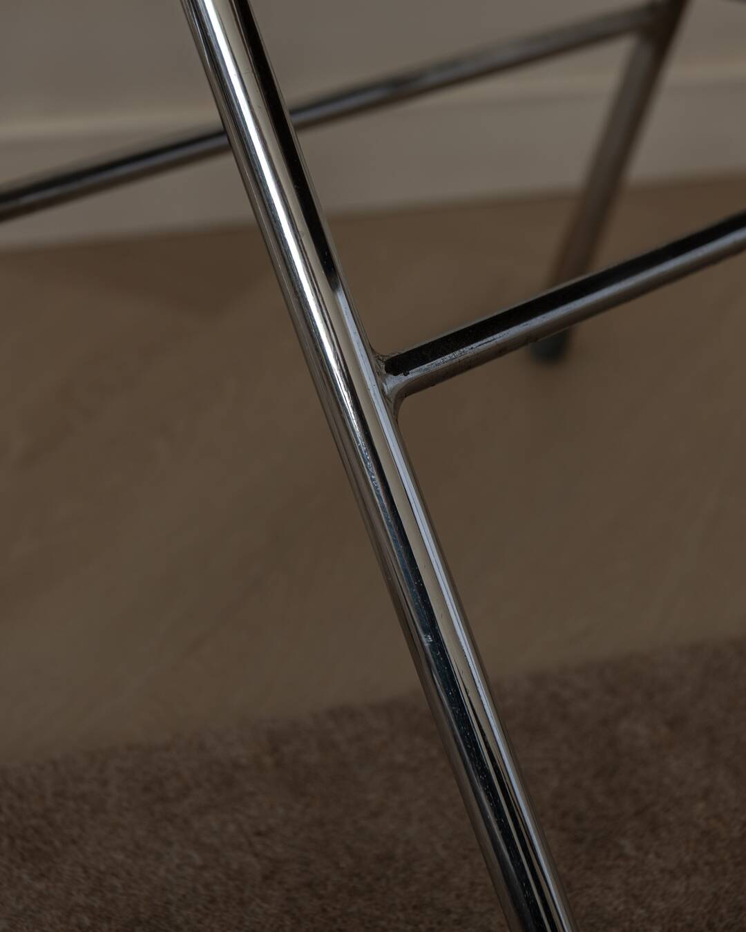 Vintage Chrome Folding Chairs (Pair) | Brown Corduroy Upholstery