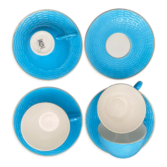 Digoin sarreguemines sky blue cup and sub-cup service