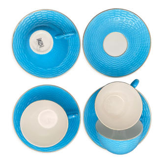 Digoin Sarreguemines Sky Blue Cup and Saucer Set