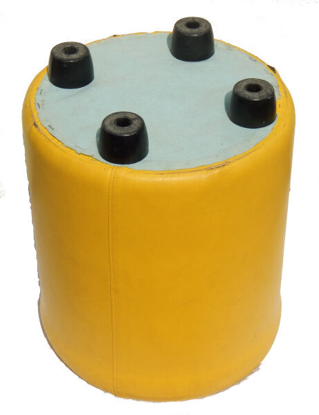 Ottoman stool leatherette yellow vintage 70s