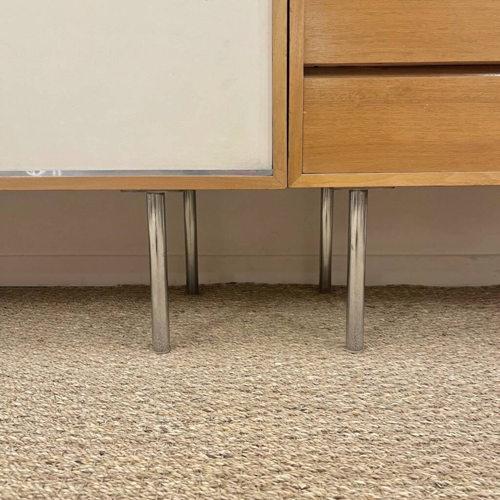 Kurt Thut vintage enfilade in 2 parts, walnut and metal from the 1950s.