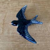 Vintage wall swallow in blue ceramic