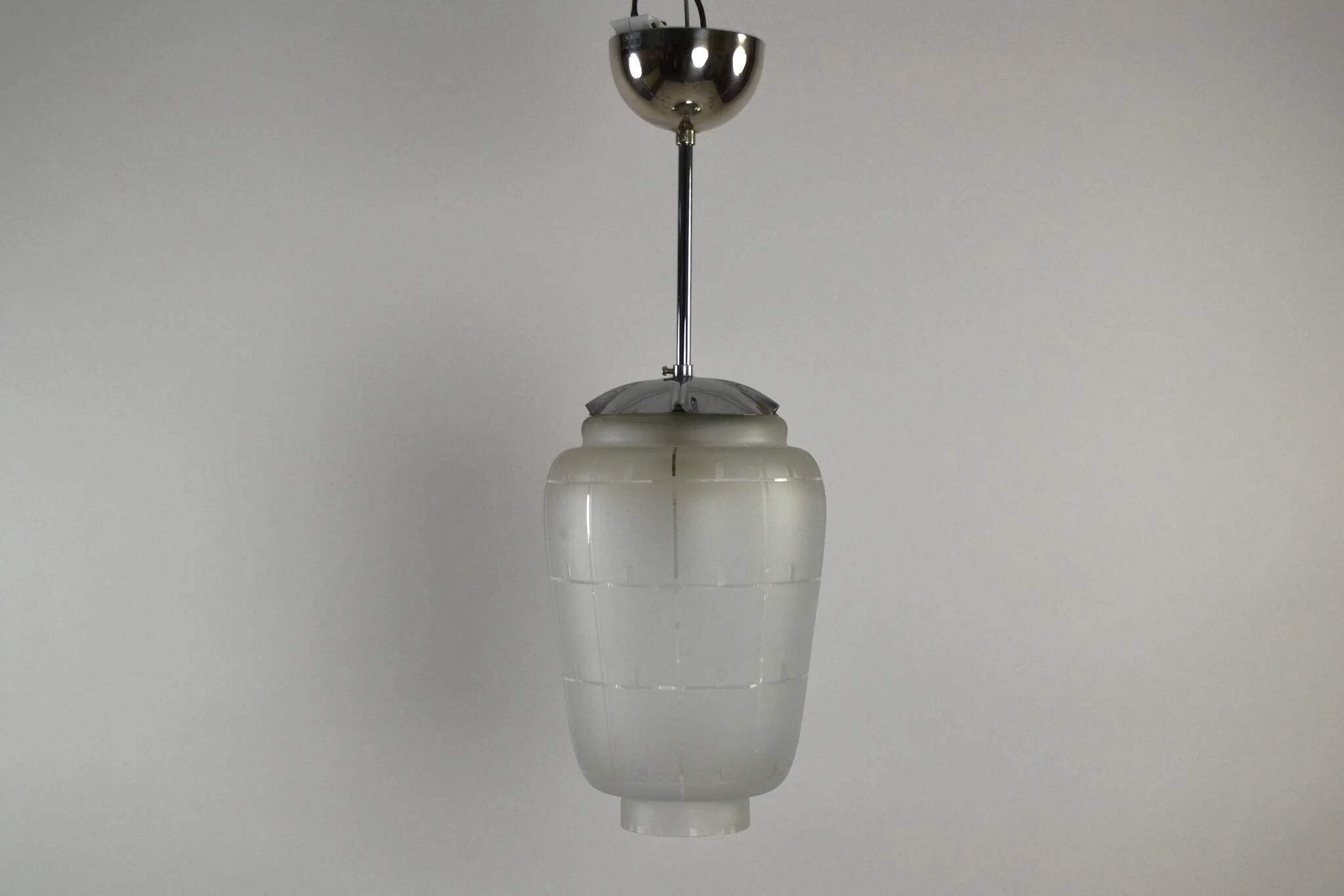 Modernist Pendant or Ceiling Lamp, Glass and Metal, 1930s/1940s, Sweden