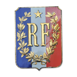 Sheet metal plate carries the flag of the French Republic