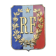 Sheet metal plate carries the flag of the French Republic