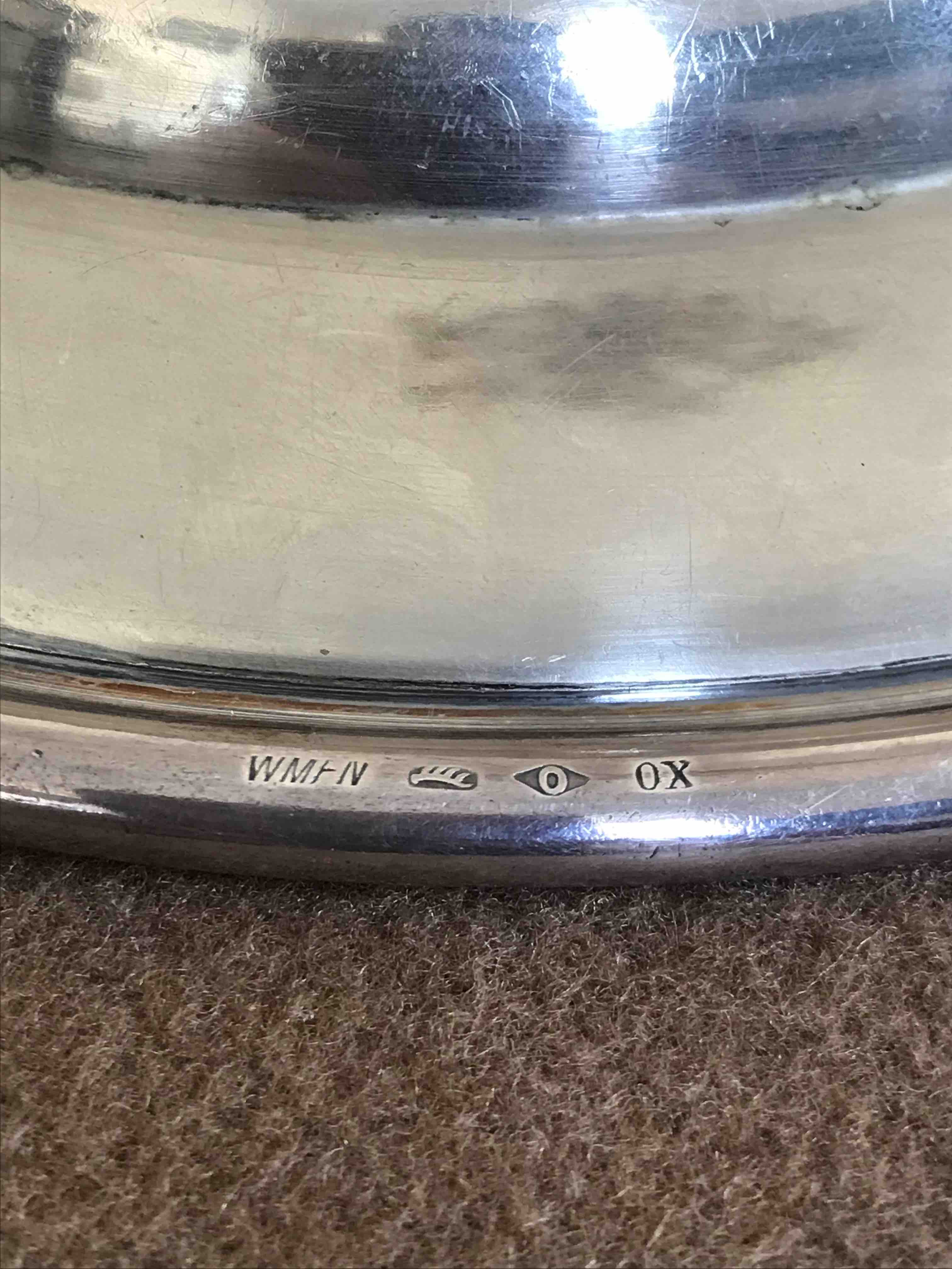 Art Deco silver metal presentation plate