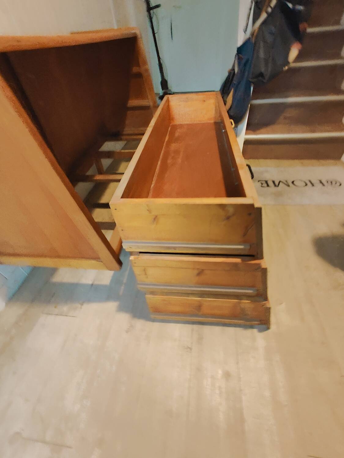 Vintage 1950 oak chest of drawers with pyramidal drawers