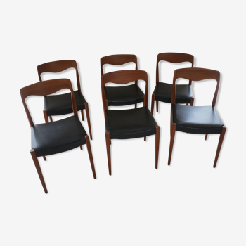 Lot de 6 chaises design scandinave en teck
