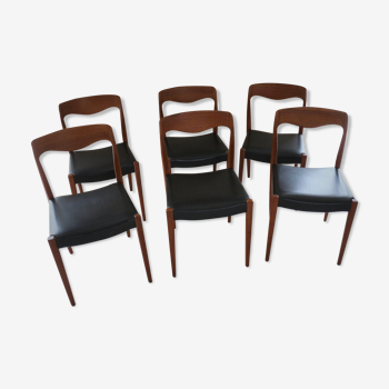 Lot of 6 Scandinavian design chairs in teak