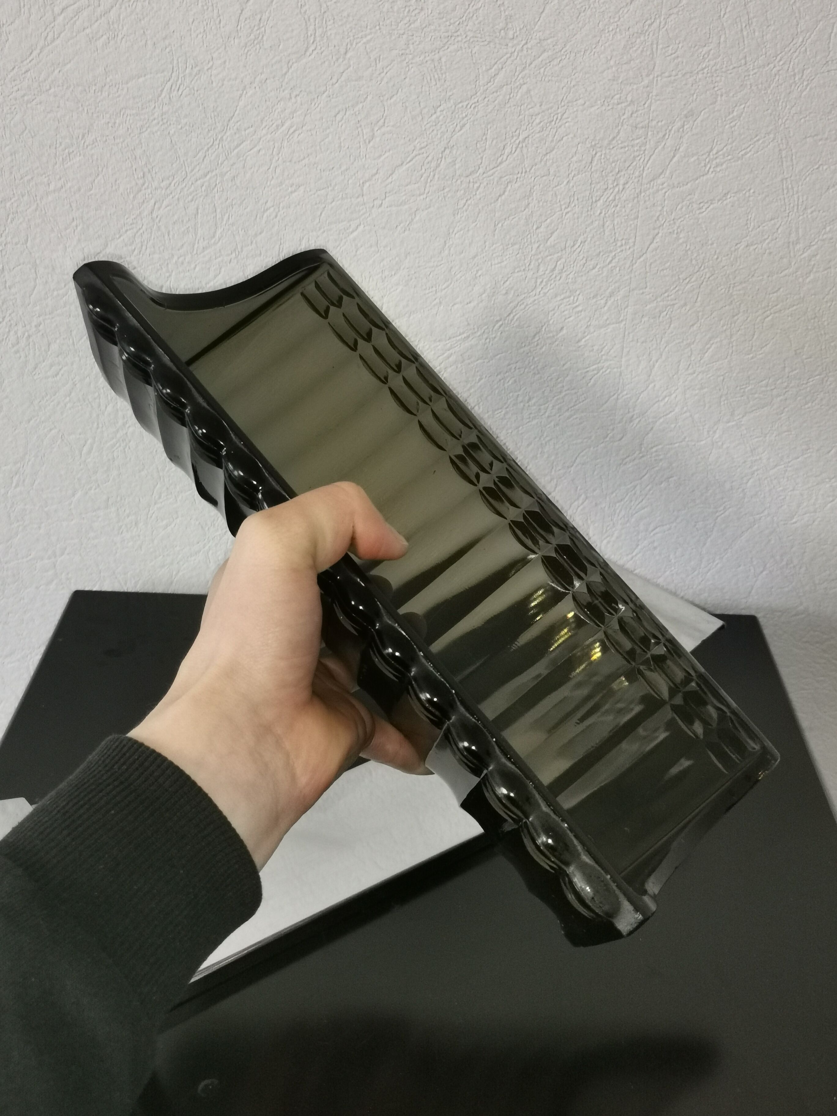 Large pocket in smoked glass and chrome steel, 1930