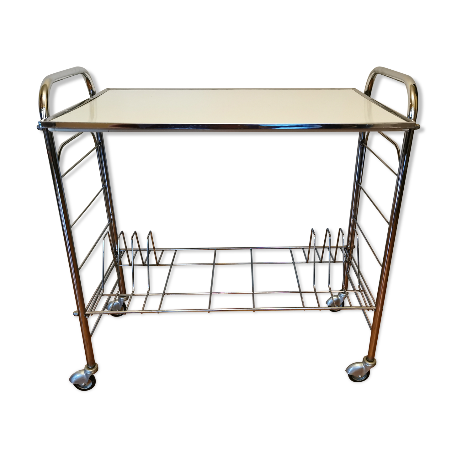 Vintage wheeled service in chrome-plated metal