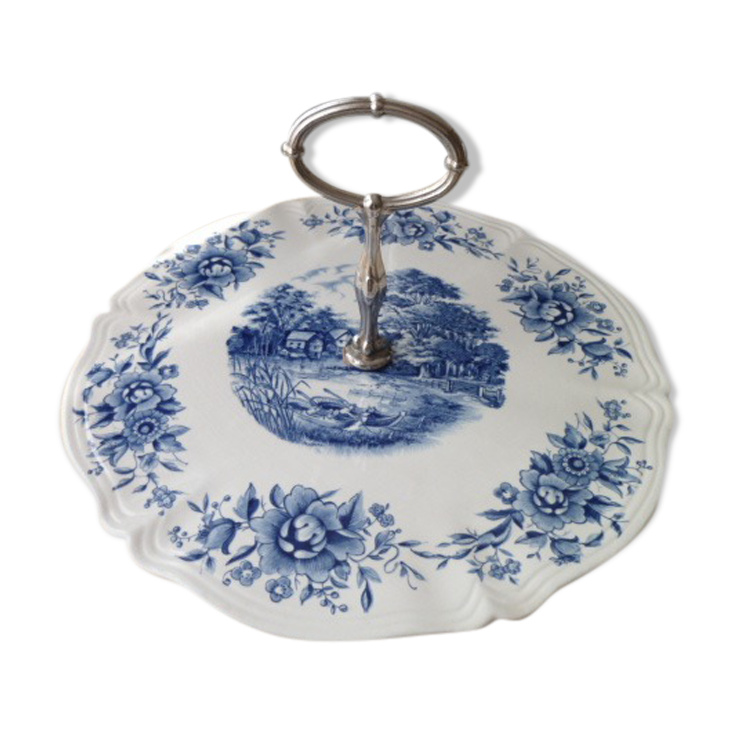 Cheese platter in faience of Sarreguemines Romantic model