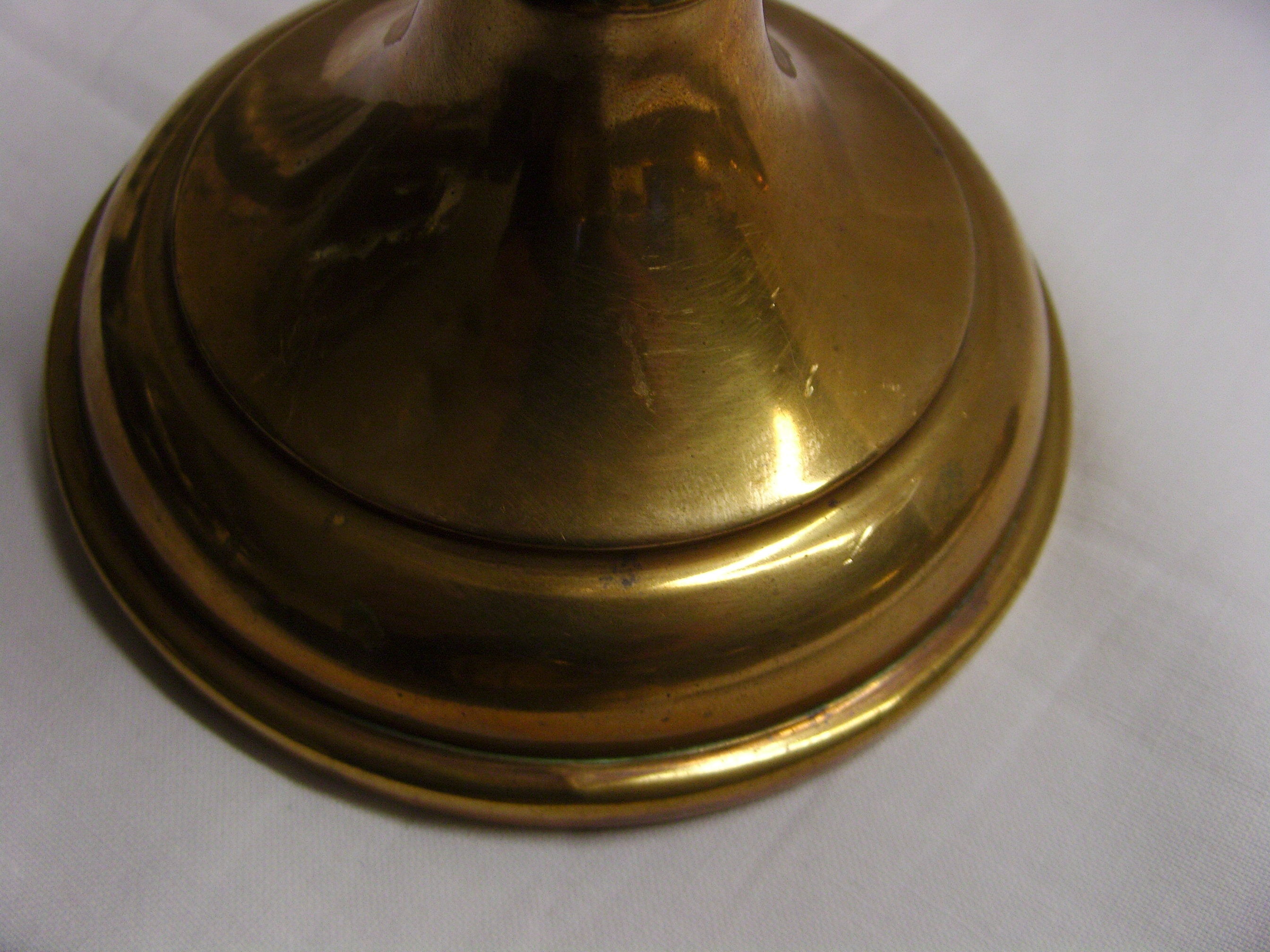 Pair of fluted brass candlesticks Louis XVI style