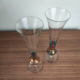 Set of two antique hand-painted glass king and queen bohemian decor