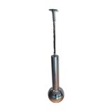 Extendable chrome ball pendant light.