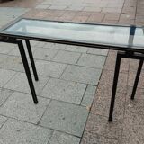 Console ancienne plateau verre vintage