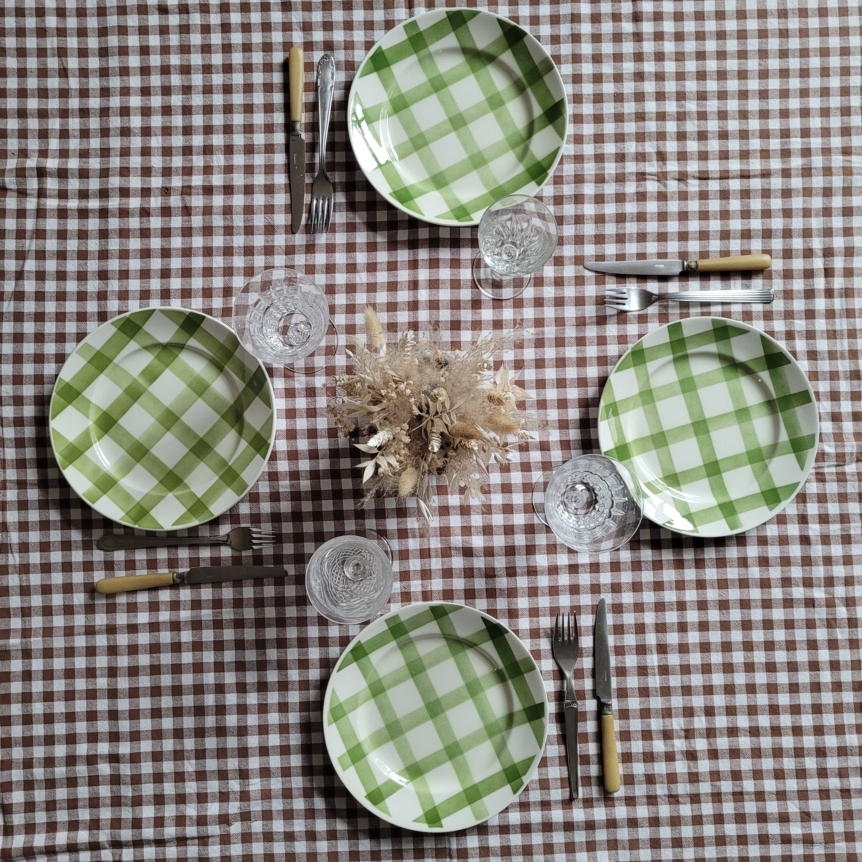 La Redoute x Selency set of 4 green dinner plates