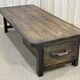 Coffee table early XXth fir with 2 drawers