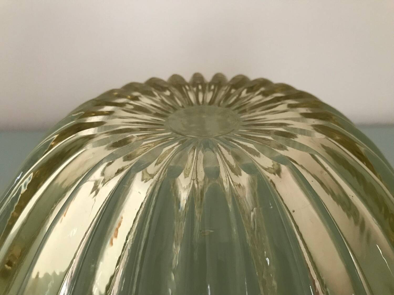 Antique yellow glass salad bowl