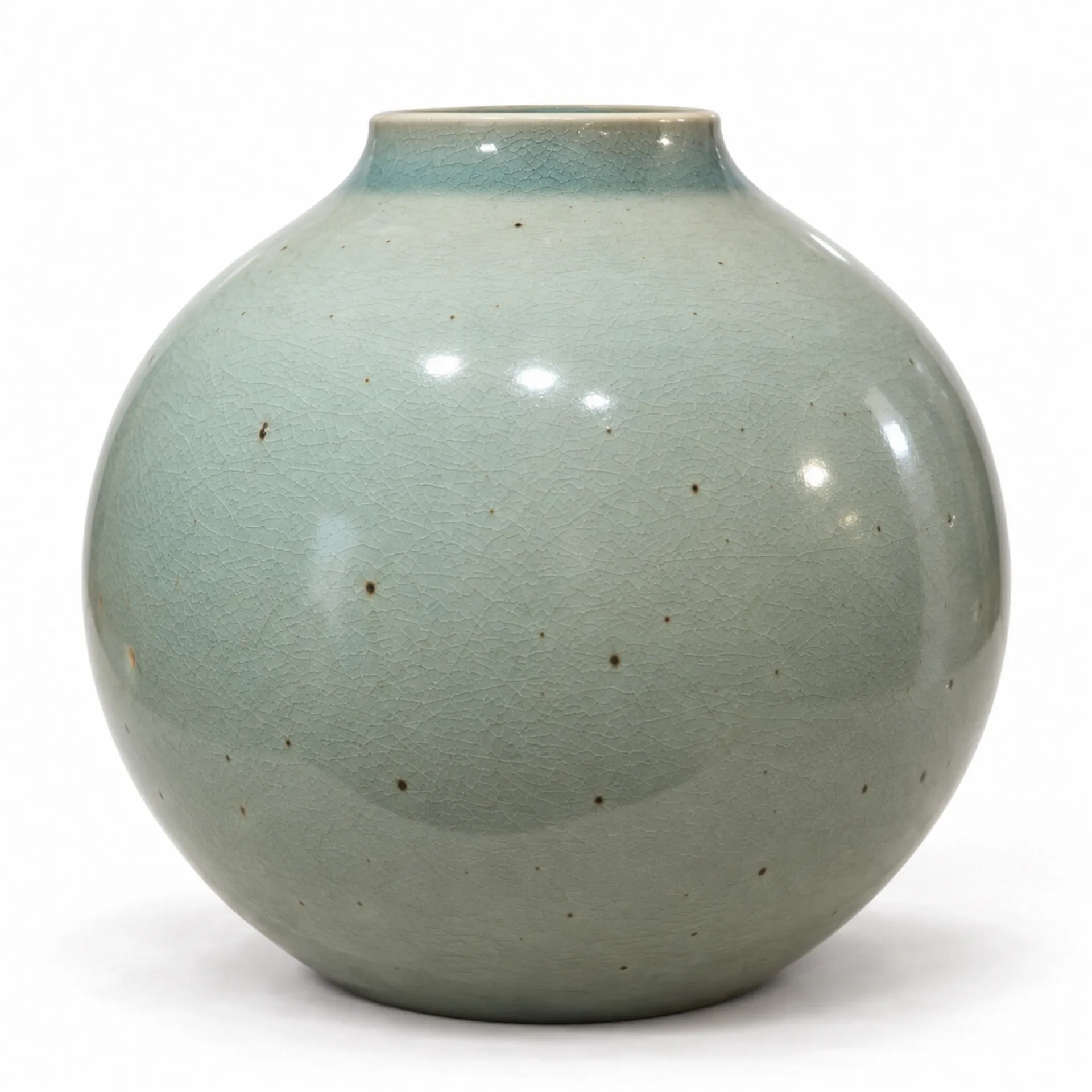 Large celadon glazed stoneware round vase – Le Cep, Villenauxe-la-Grand
