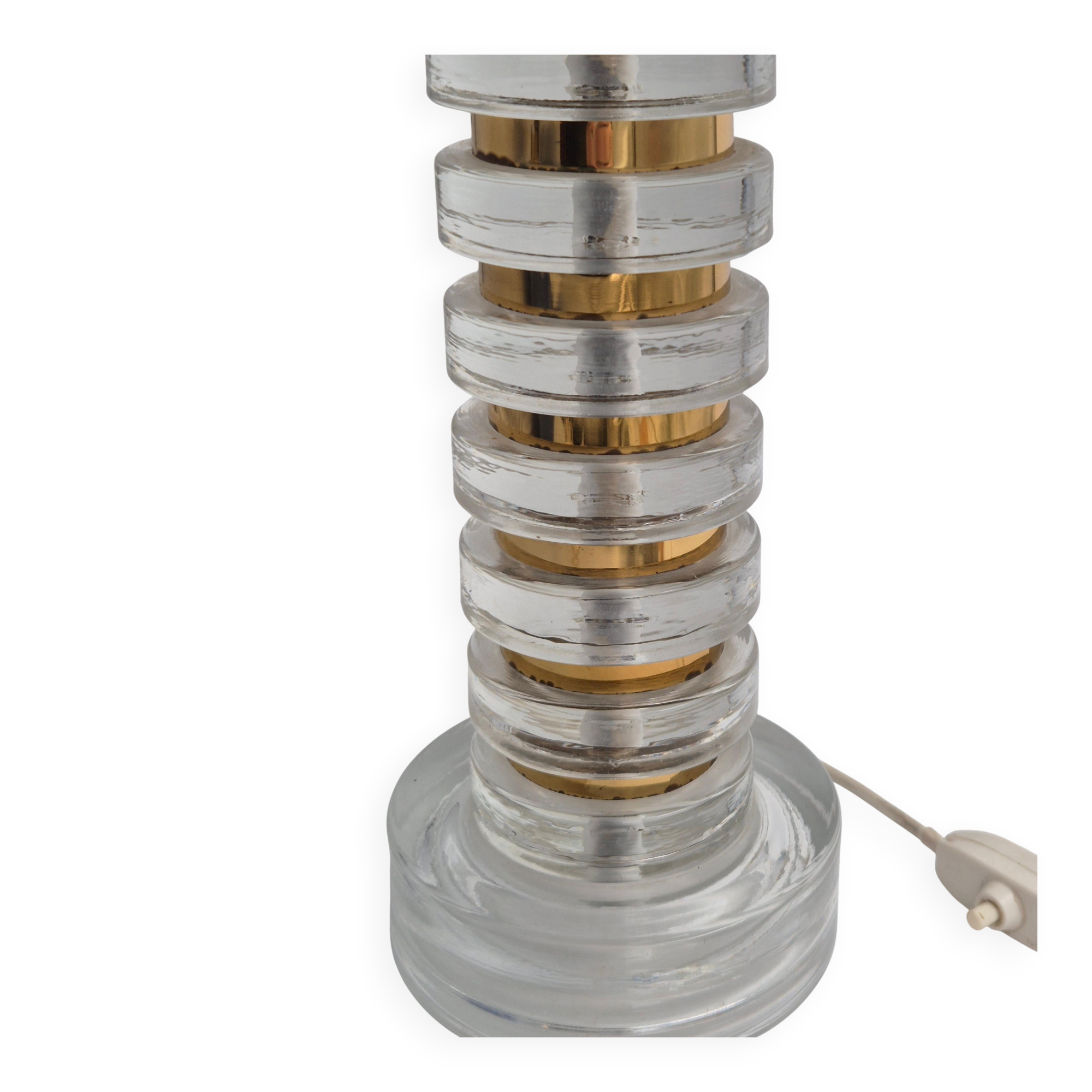 The Modern Scandinavian / Midcentury Modern table lamp with Orrefors glass and brass.