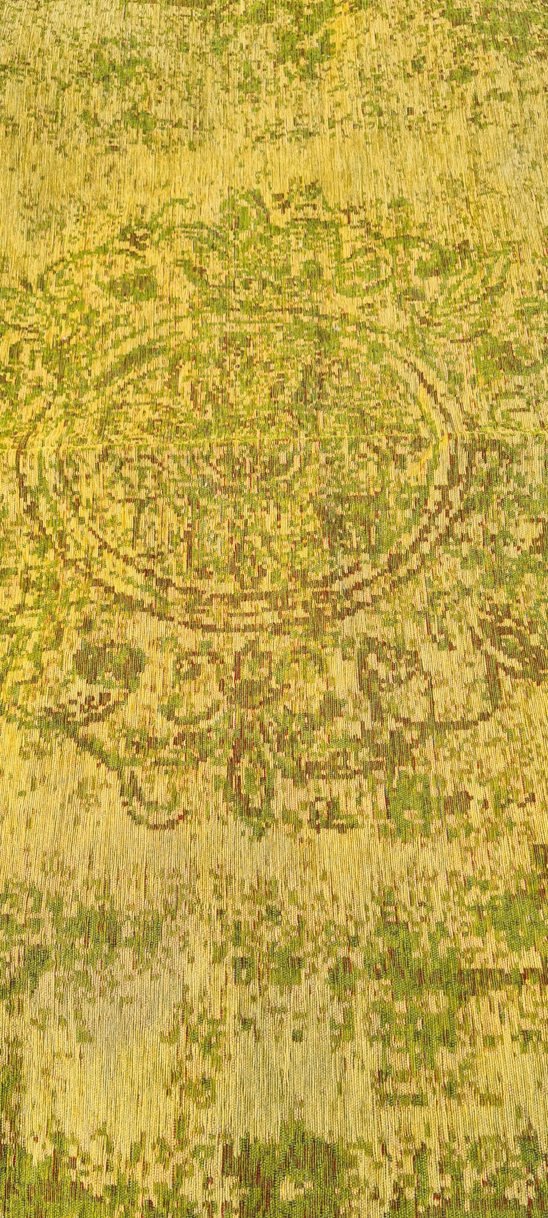 Carpet design faded style green and yellow 149x230