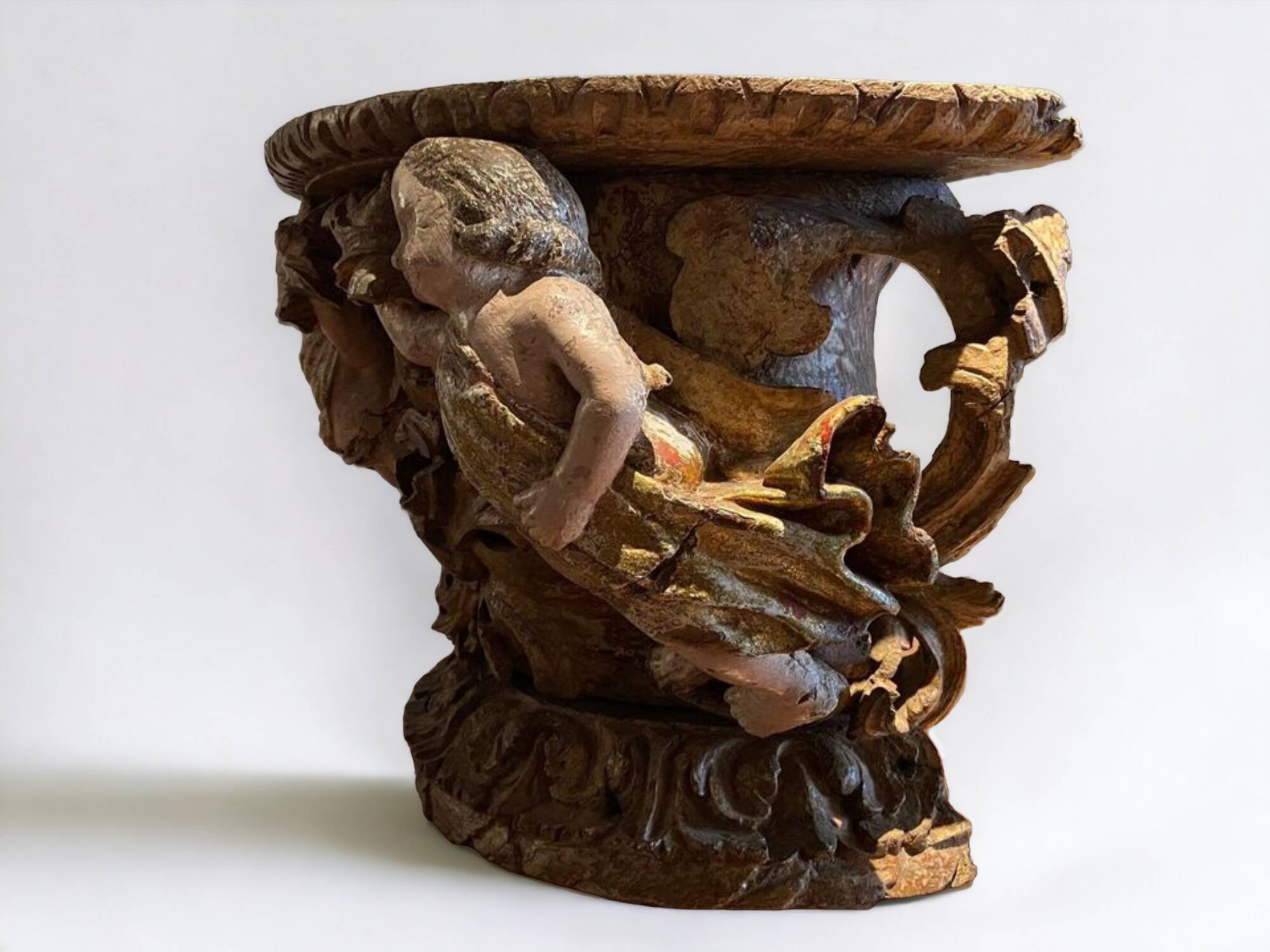 Baroque carved wooden pedestal or corbel, 17th/18th century