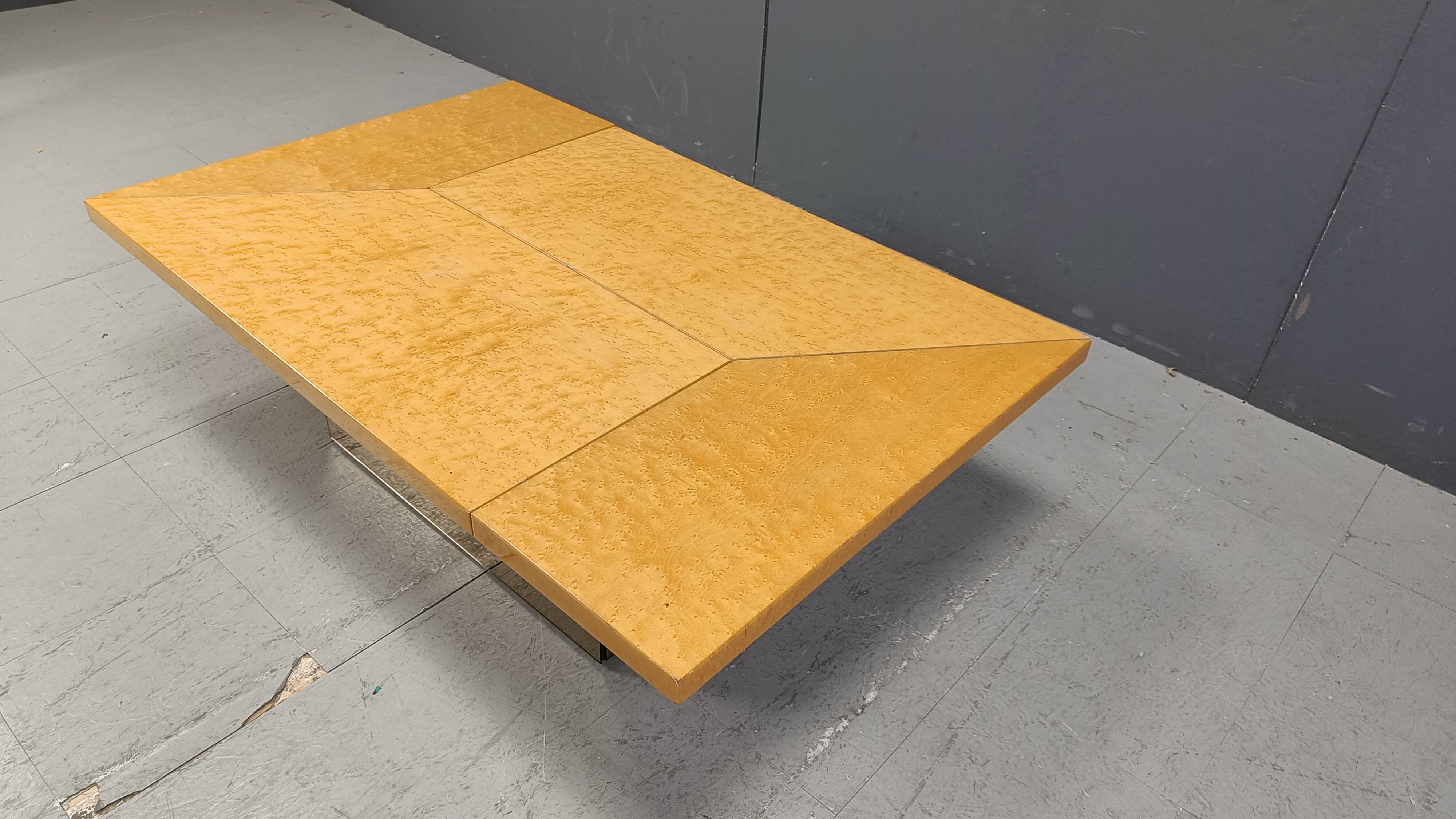 Vintage ash wood coffee table by Paul Michel, 1970s