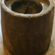 Carved antique tree stump coffee table with circular glass top