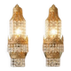 Vintage Wall Lamps Brass Crystal - Hollywood Regency Mid Century Set of 2