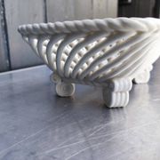Corbeille vintage, coupe à fruits en céramique tressée