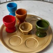 Set of 6 coquetiers faiencerie de Nidervillier 70s